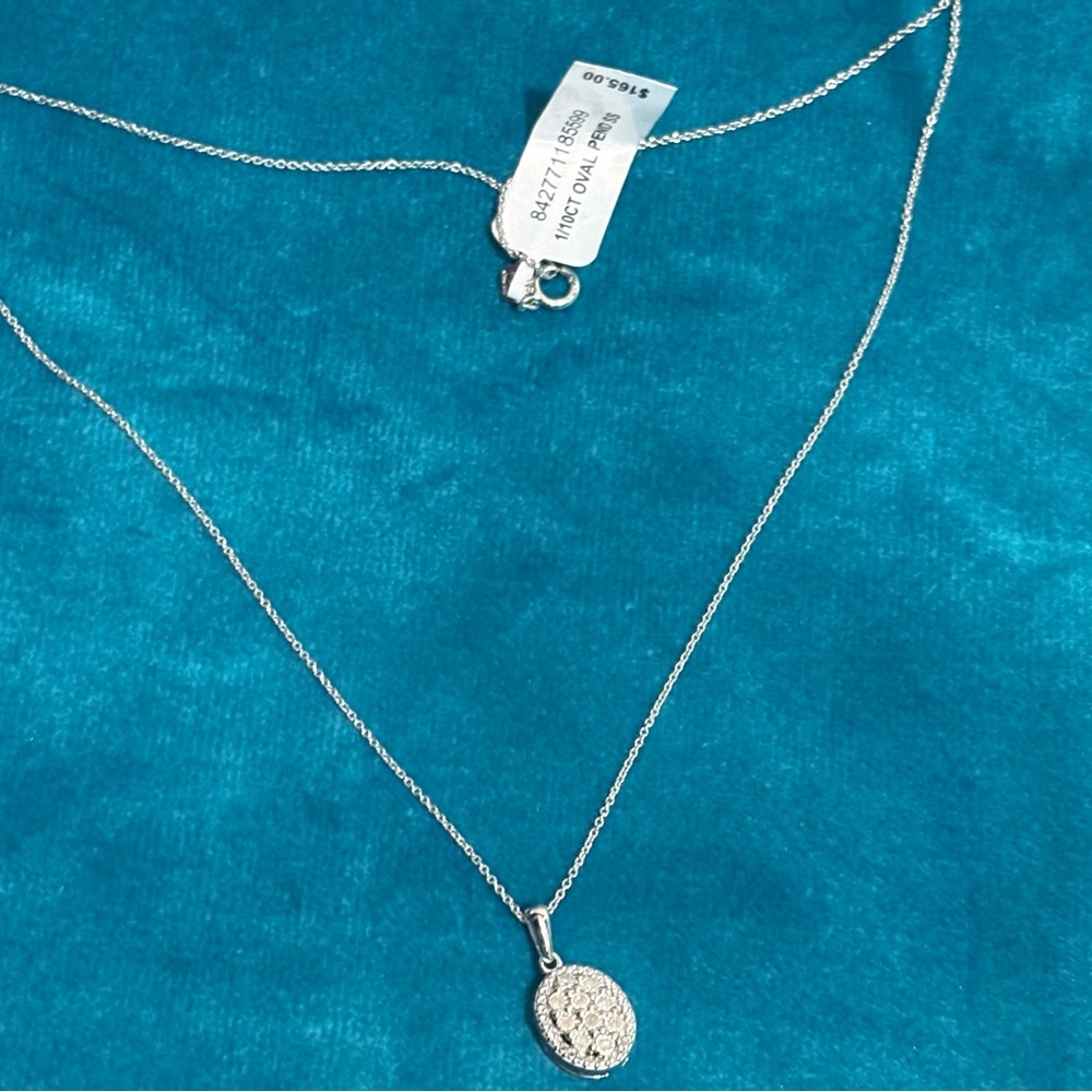 Diamond Octagon Halo Cluster Pendant Necklace (1/10 ct, t.w.) in Sterling Silver